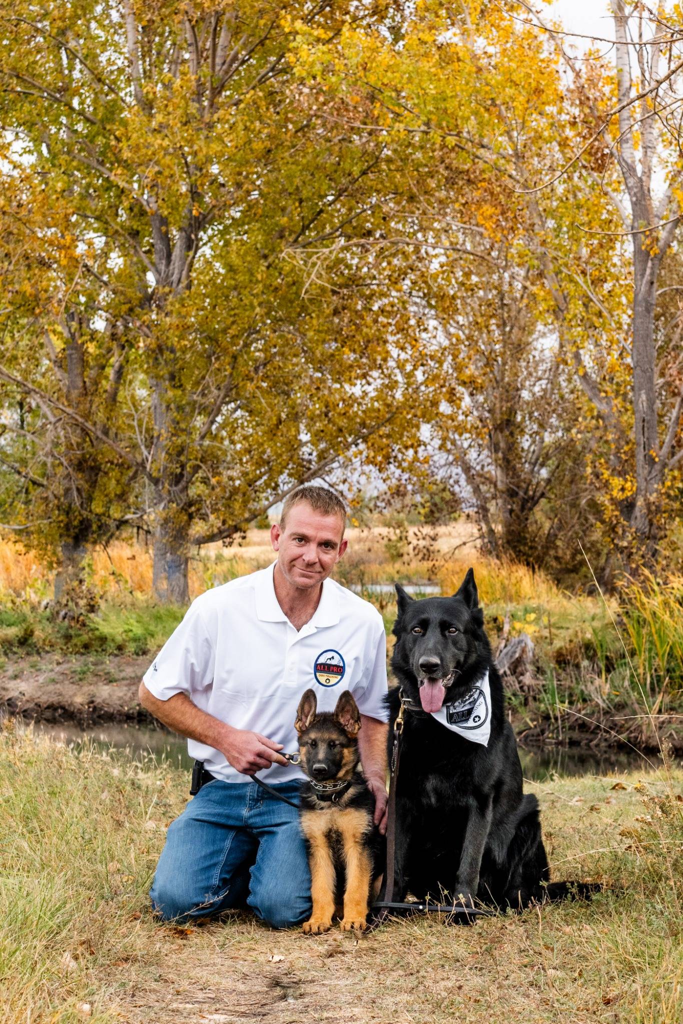 Professional dog trainer portrait